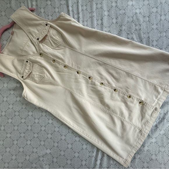 CROSSROADS Beige 100% Cotton Button-Front Denim Dress Size L - Picture 2 of 6